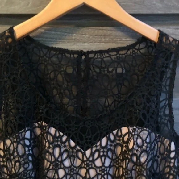 Ann Taylor Embroidered Lace Overlay Dress Black - Picture 5 of 5